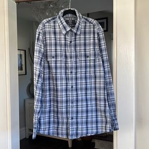 1901- trim fit, stretch plaid, long sleeve shirt